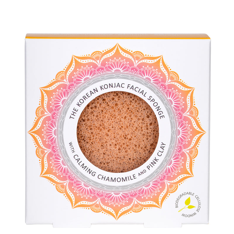 Konjac Sponge Facial Sponge Chamomile and Pink Clay for Normal and Sensitive Skin Box